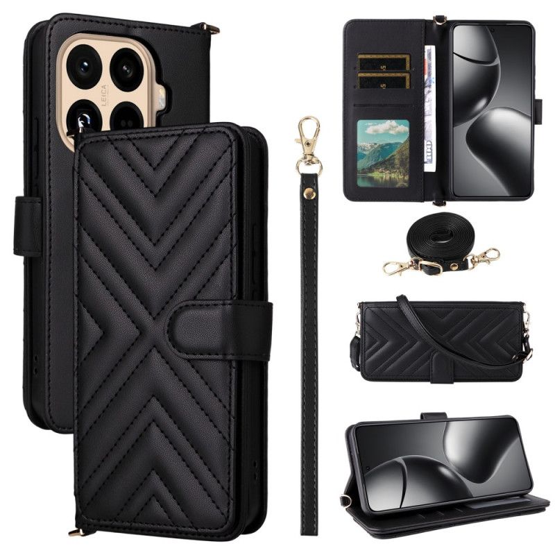 Fodral För Xiaomi 15t Pro Quiltad Med Rem Och Handledsrem