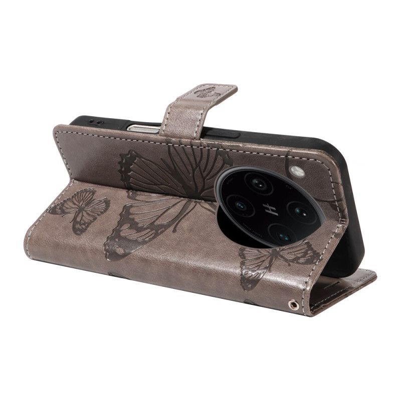 Läderskal Fodral Oppo Find X8 Pro Jättefjärilar