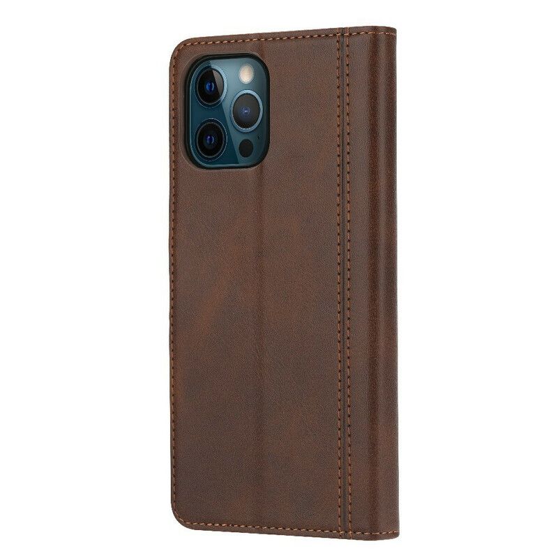 Fodral iPhone 13 Pro Max Lädereffekt Främre Korthållare Och Rem