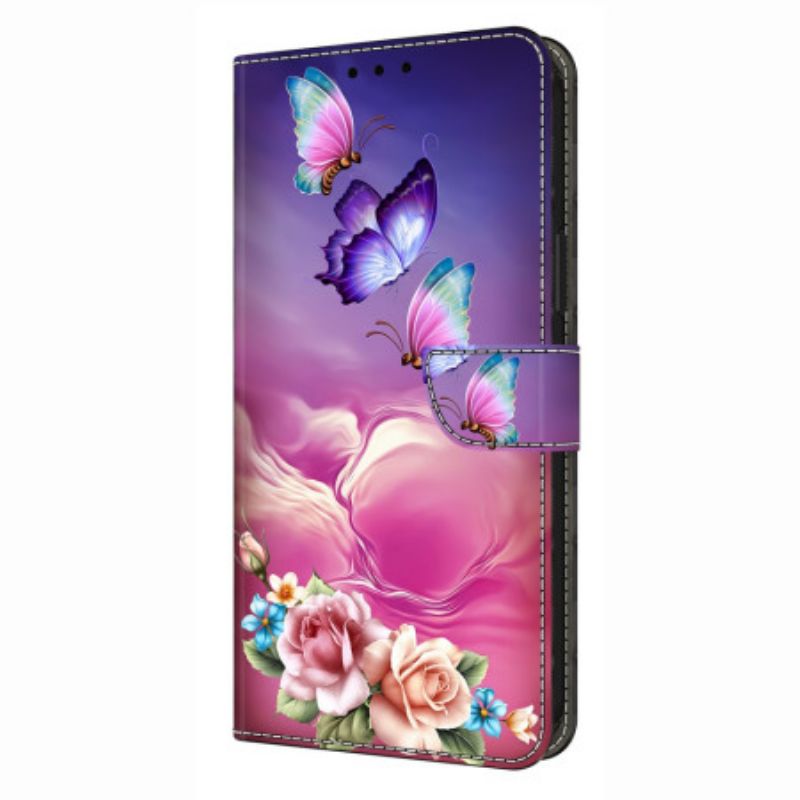 Fodral För Samsung Galaxy S26 Plus Blommigt Fjärilsmönster