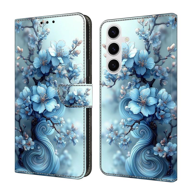Fodral För Samsung Galaxy S26 Plus Isblå Blommor