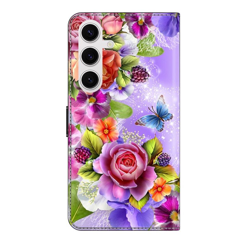 Läderfodral Samsung Galaxy S26 Plus Telefonfodral Bländande Blommor