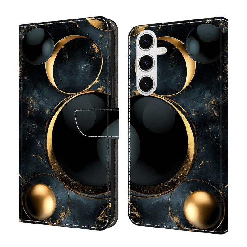 Läderfodral Samsung Galaxy S26 Plus Telefonfodral Guldringar