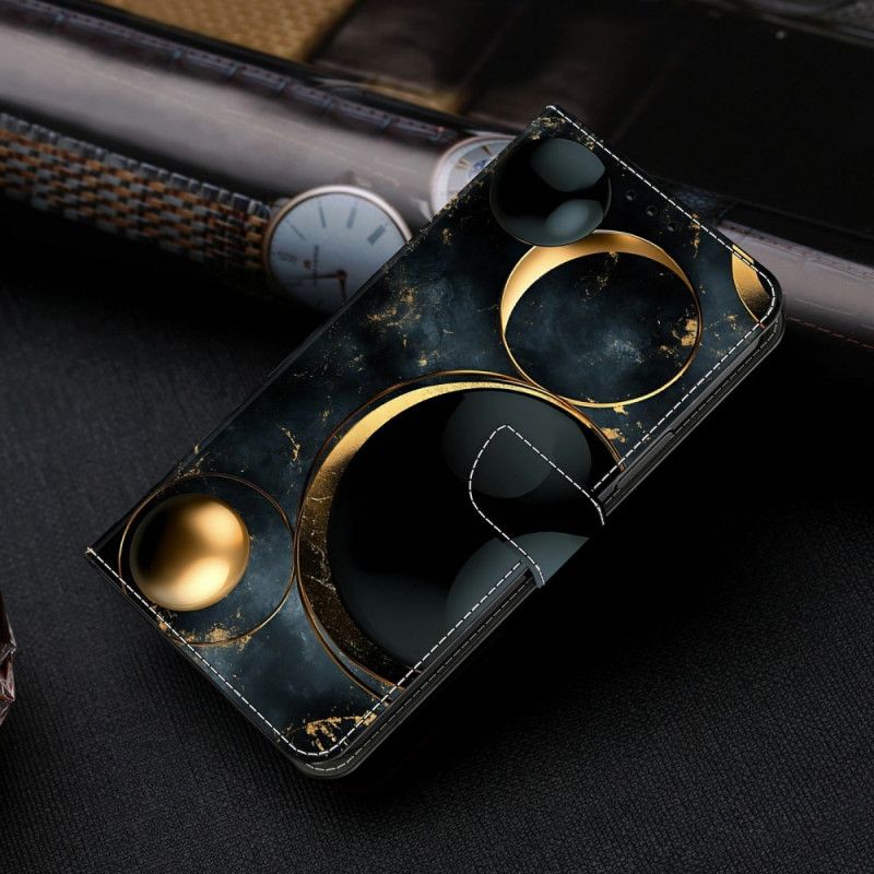 Läderfodral Samsung Galaxy S26 Plus Telefonfodral Guldringar