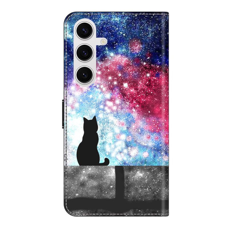 Läderfodral Samsung Galaxy S26 Plus Telefonfodral Katt I En Stjärnklar Himmel
