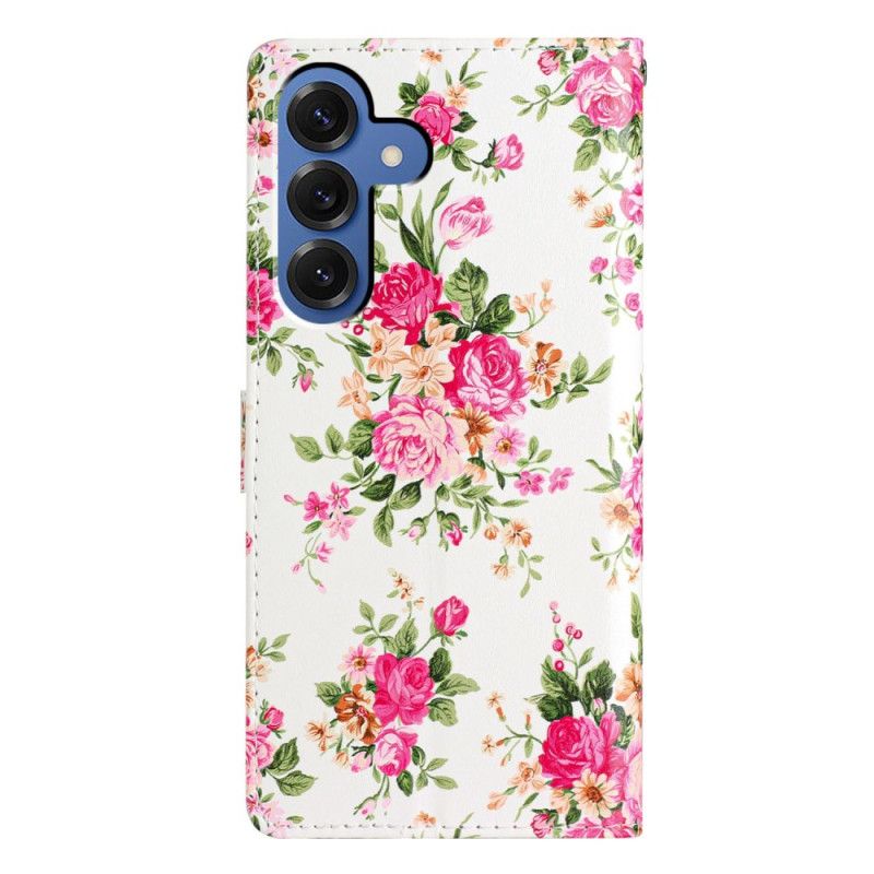 Läderfodral Samsung Galaxy S26 Plus Telefonfodral Röda Blommor
