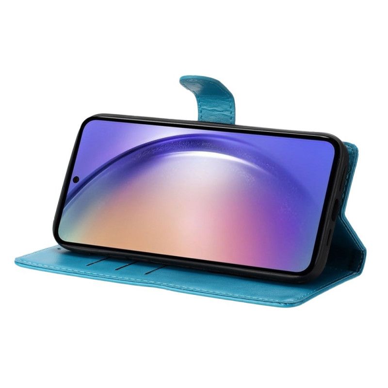 Läderskal Fodral Samsung Galaxy S26 Plus Blommig Fjärilsdesign Och Rem