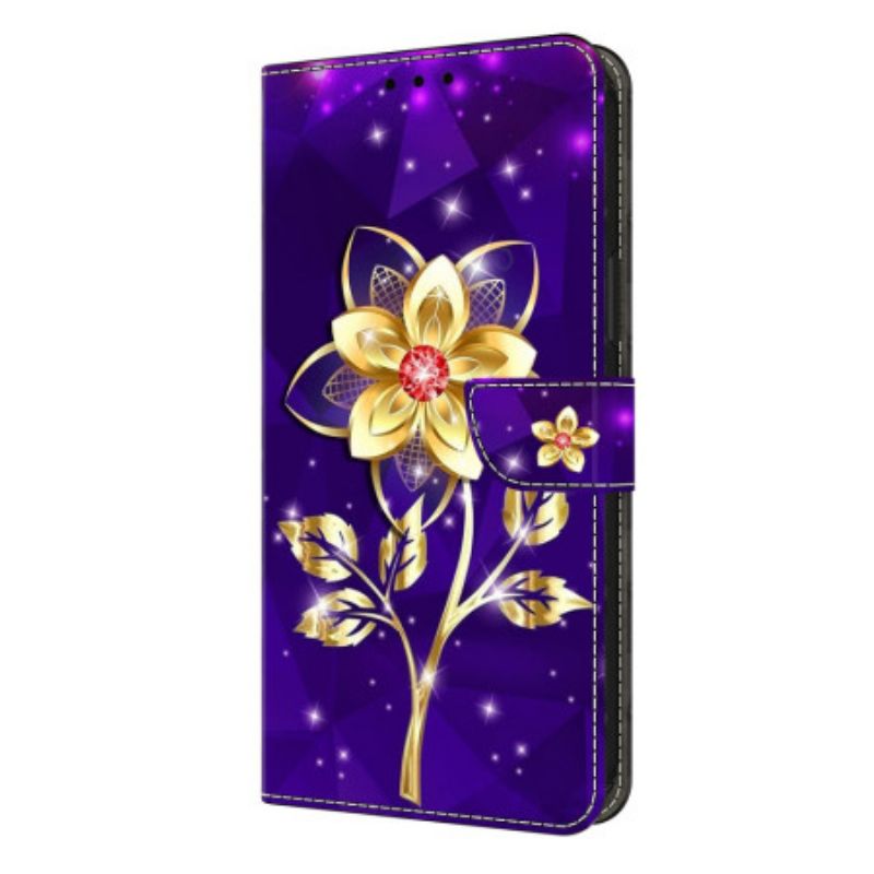 Skyddsfodral Samsung Galaxy S26 Plus Gyllene Blommor På Lila Bakgrund