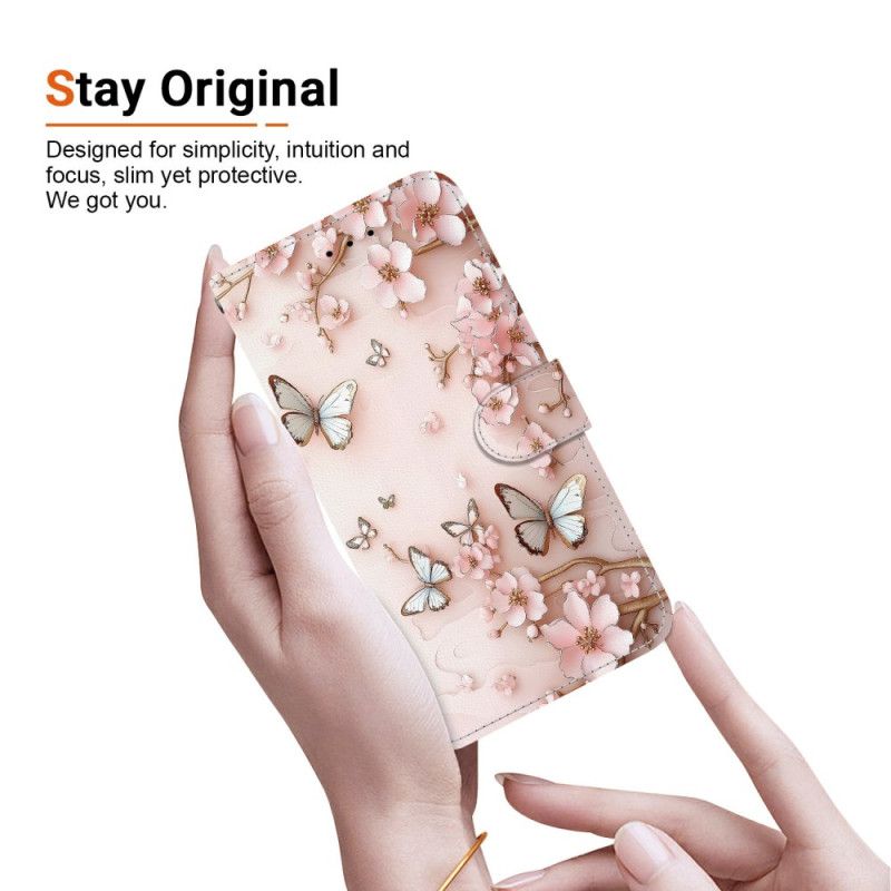 Fodral Xiaomi 15t Roséguldfjärilar Och Blommor