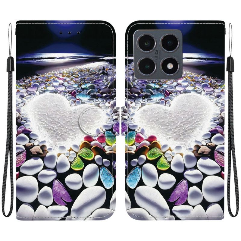 Läderfodral Xiaomi 15t Telefonfodral Vitt Hjärta