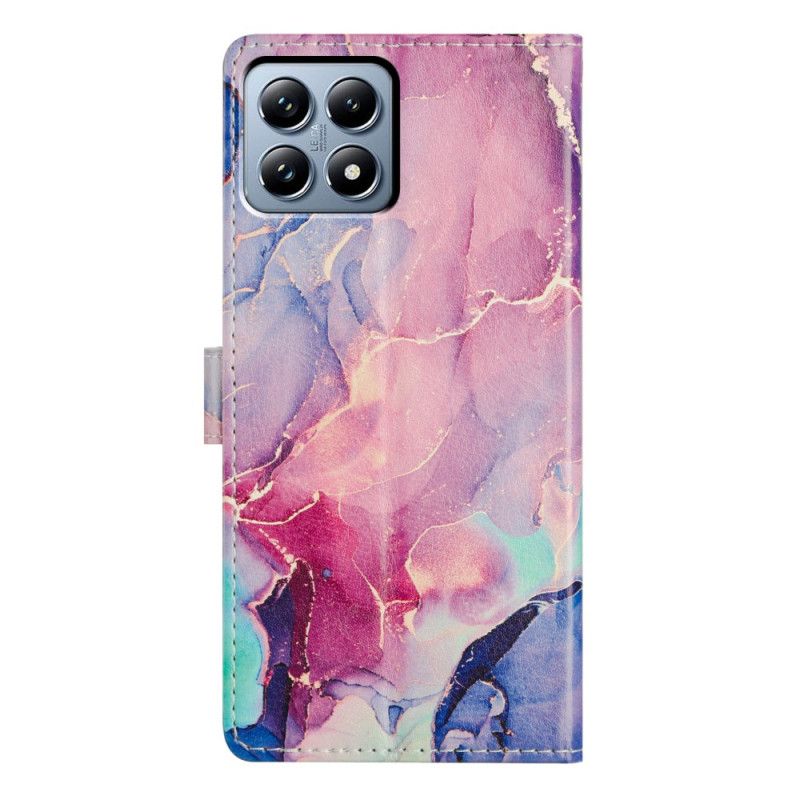 Läderskal Fodral Xiaomi 15t Grön Och Rosa Marmor