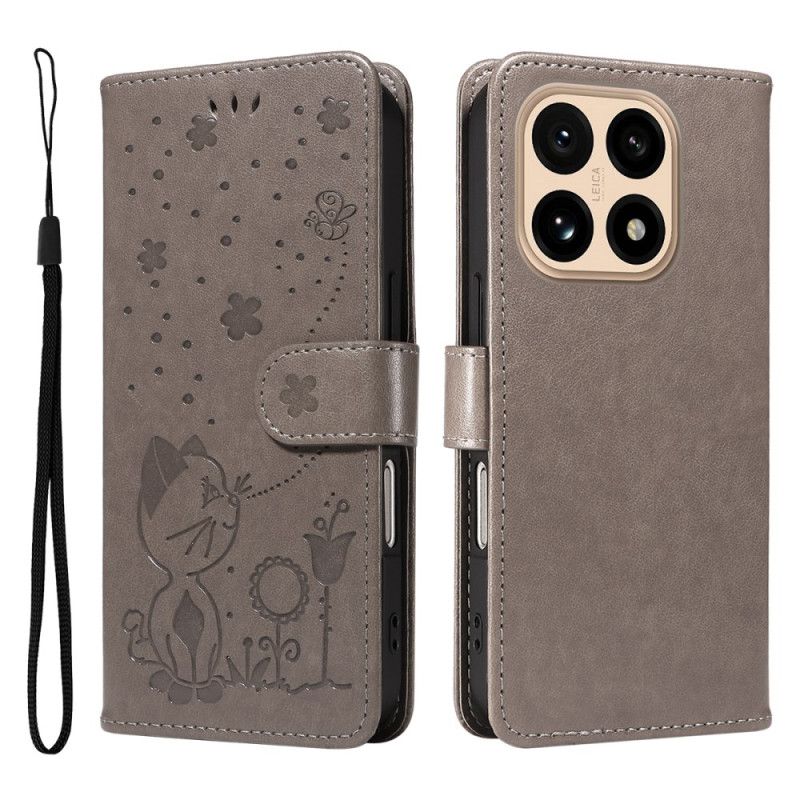 Läderskal Fodral Xiaomi 15t Katt Och Bi