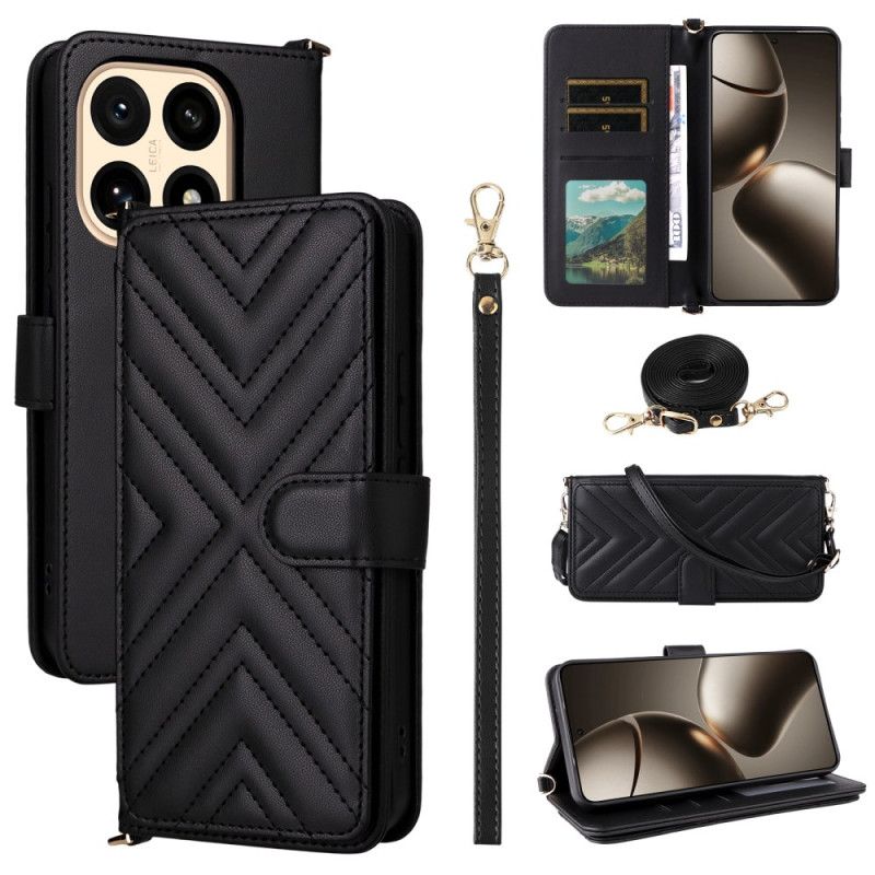 Skyddsfodral Xiaomi 15t Quiltad Med Axelrem Och Handledsrem