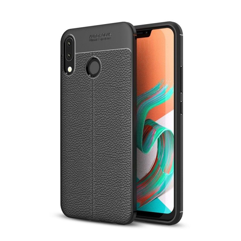 Skal Asus ZenFone 5 / 5Z Svart Mobilskal Lychéläder Med Dubbla Linjer