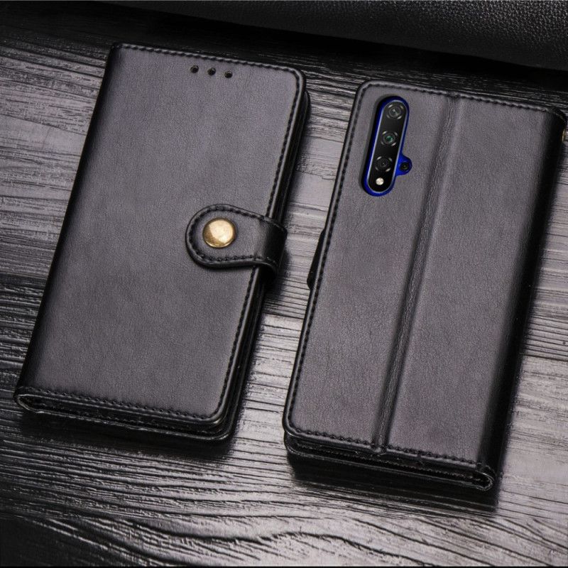 Skyddsfodral Huawei Nova 5T Svart Konstläder Och Vintagelås