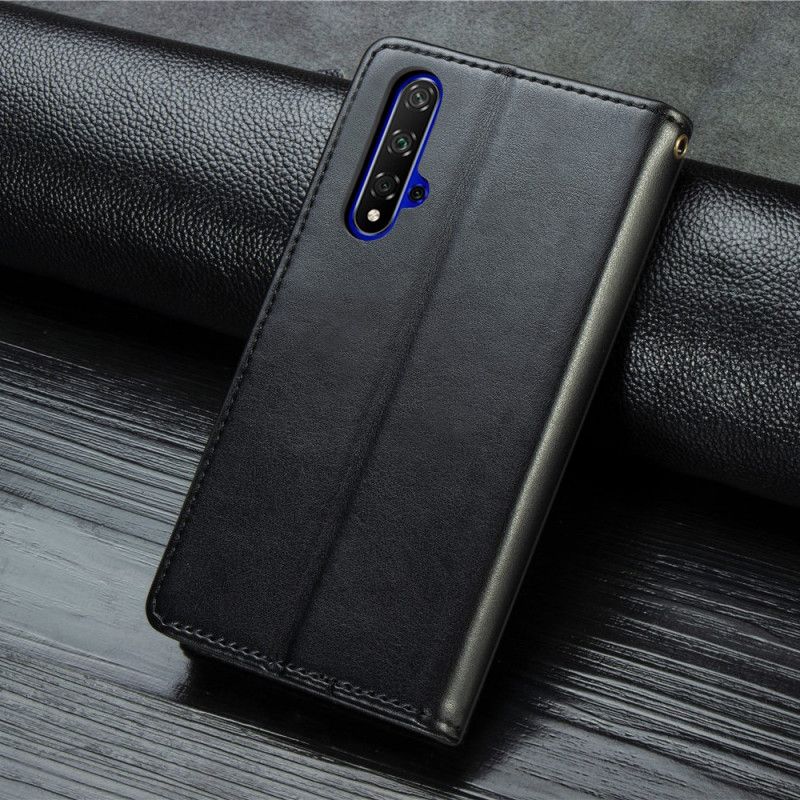 Skyddsfodral Huawei Nova 5T Svart Konstläder Och Vintagelås
