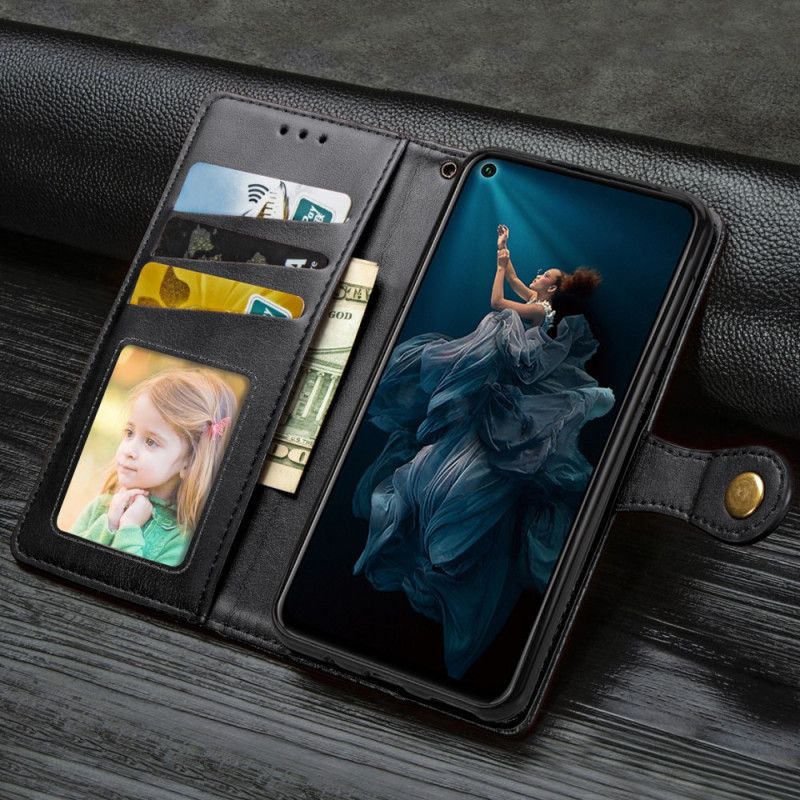 Skyddsfodral Huawei Nova 5T Svart Konstläder Och Vintagelås