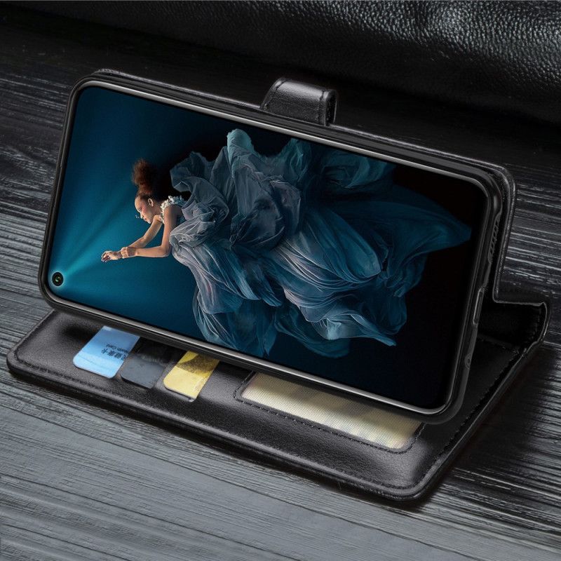 Skyddsfodral Huawei Nova 5T Svart Konstläder Och Vintagelås