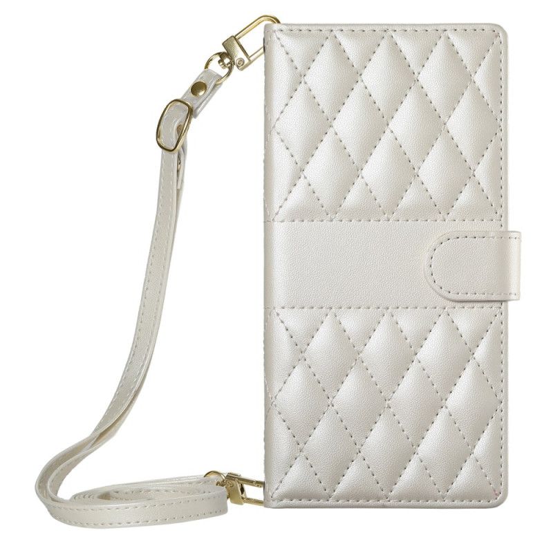 Fodral För Samsung Galaxy S25 Fe Quiltad Plånbok Med Remmar
