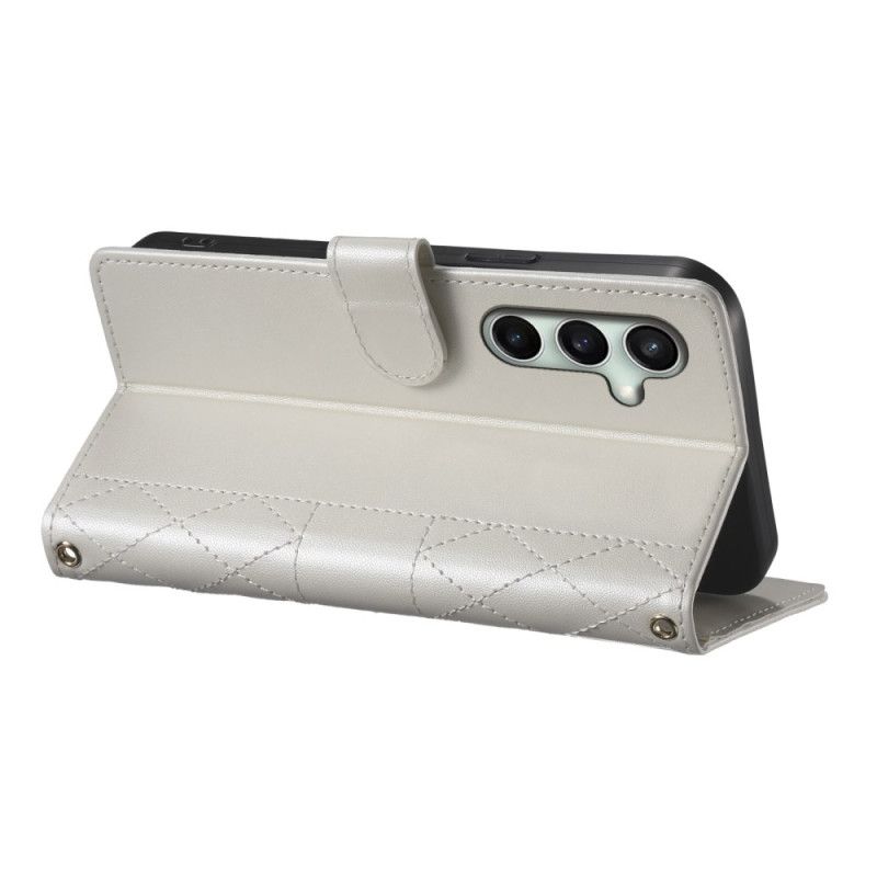 Fodral För Samsung Galaxy S25 Fe Quiltad Plånbok Med Remmar