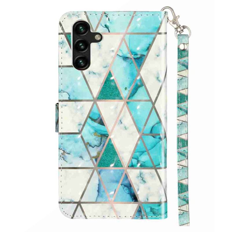 Läderfodral Samsung Galaxy S25 Fe Telefonfodral Blå Marmor Med Snodd