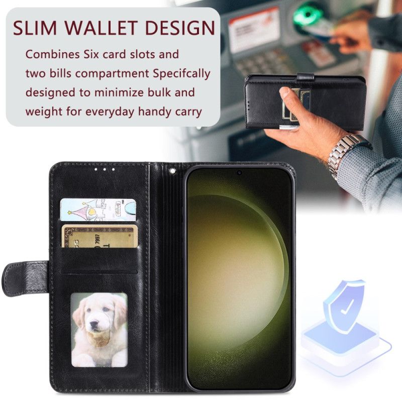 Läderfodral Samsung Galaxy S25 Fe Telefonfodral Korthållare Och Rem