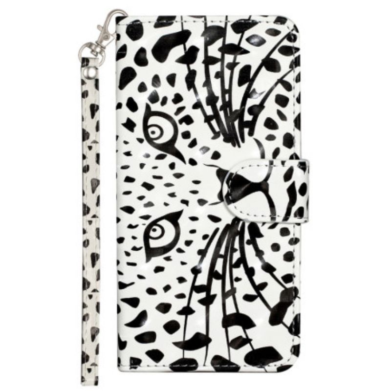 Läderfodral Samsung Galaxy S25 Fe Telefonfodral Leopardhuvud Med Snodd