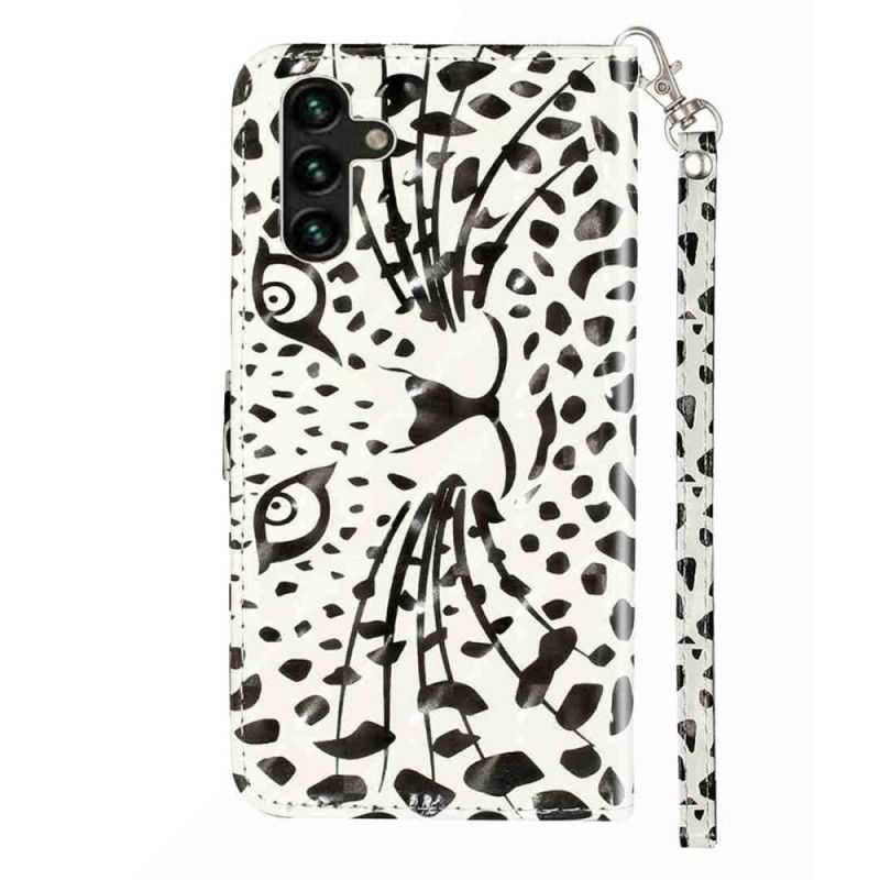 Läderfodral Samsung Galaxy S25 Fe Telefonfodral Leopardhuvud Med Snodd