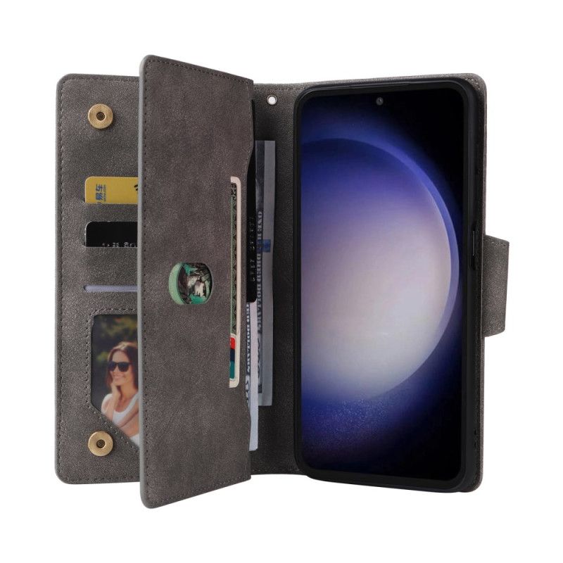 Läderfodral Samsung Galaxy S25 Fe Telefonfodral Plånbok Med Dragkedja