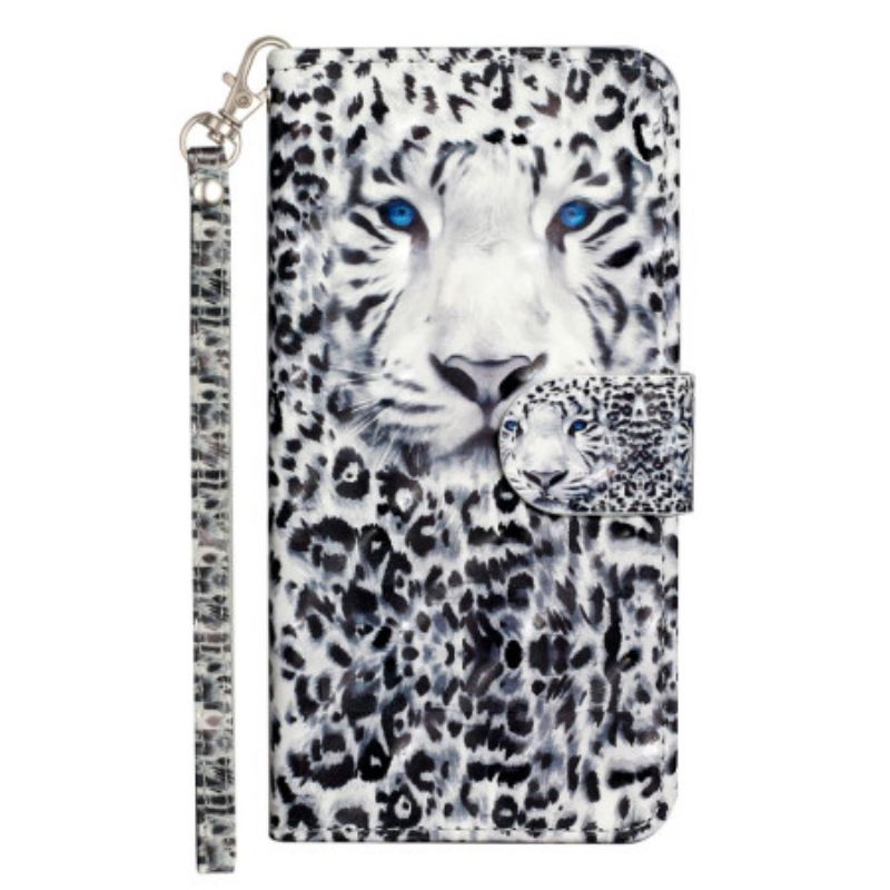 Läderskal Fodral Samsung Galaxy S25 Fe Leopard Med Snodd