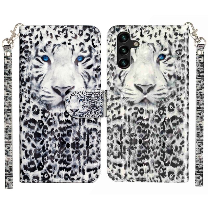 Läderskal Fodral Samsung Galaxy S25 Fe Leopard Med Snodd
