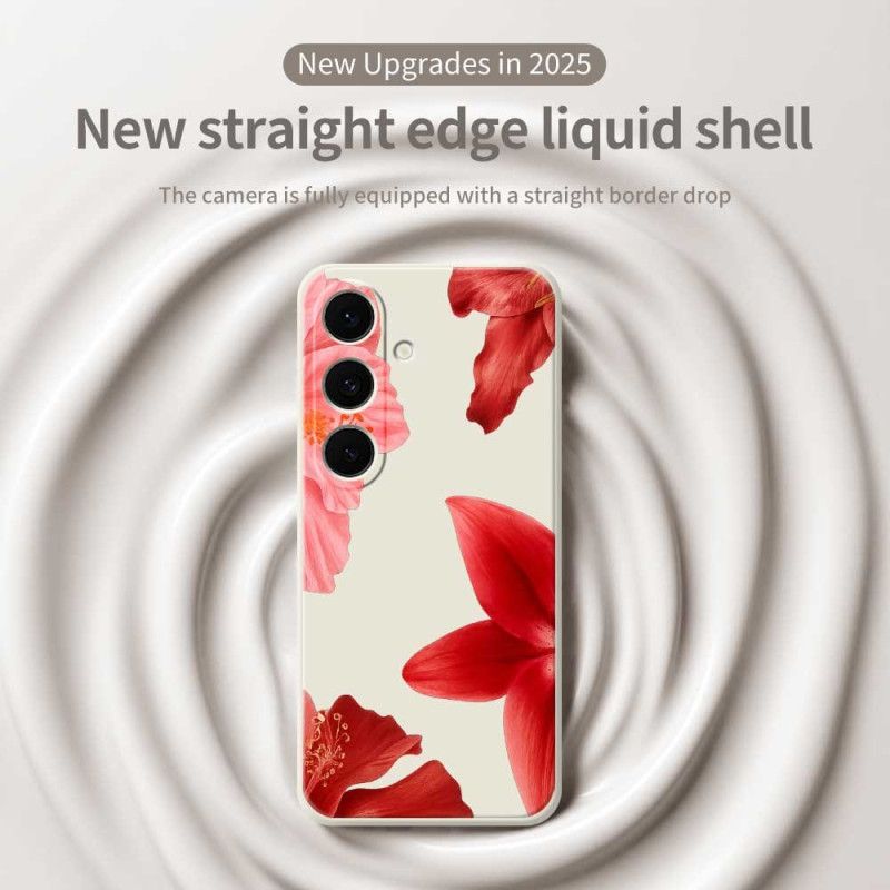 Skal Samsung Galaxy S25 Fe Röd Blommig Silikon