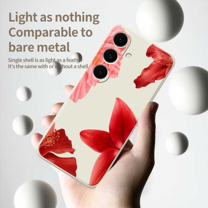 Skal Samsung Galaxy S25 Fe Röd Blommig Silikon