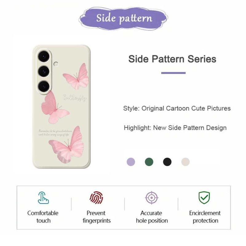 Skal Samsung Galaxy S25 Fe Telefonfodral Rosa Fjärilssilikon