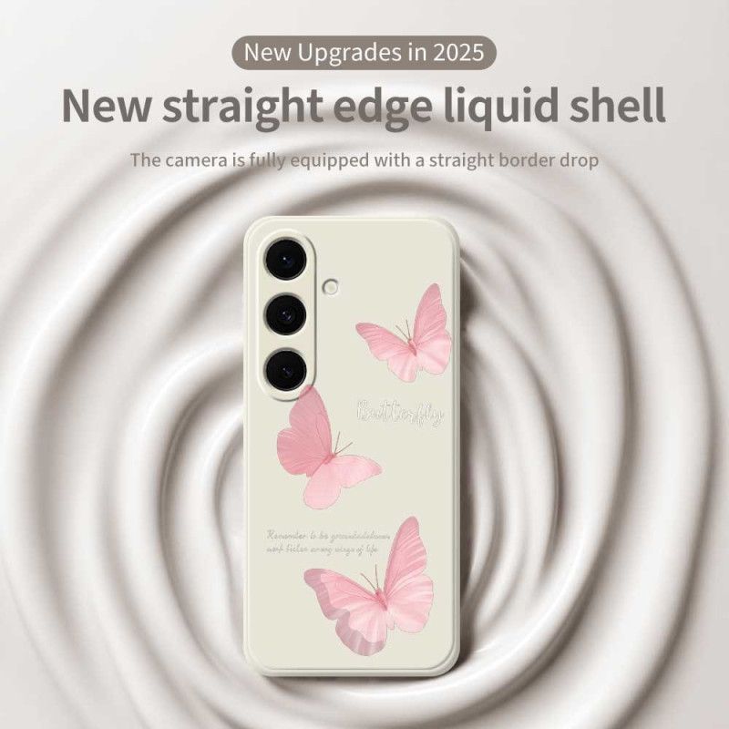 Skal Samsung Galaxy S25 Fe Telefonfodral Rosa Fjärilssilikon