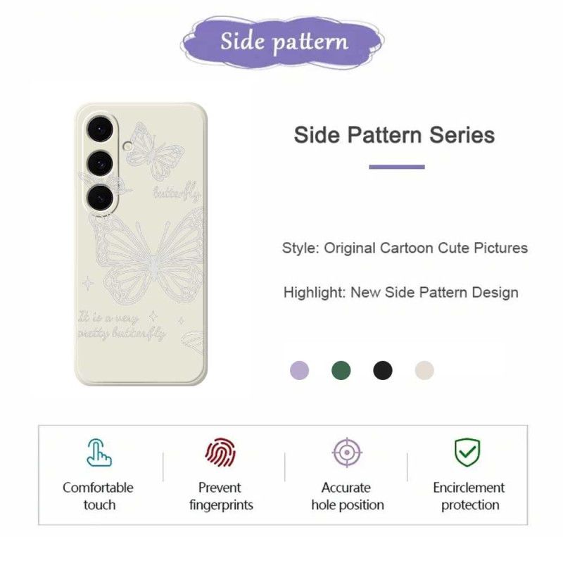 Skal Samsung Galaxy S25 Fe Vit Fjärilssilikon