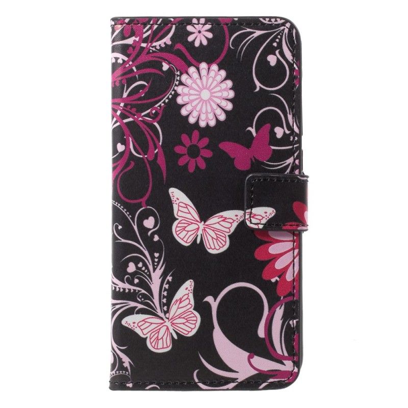 Fodral för Huawei P20 Pro Svart Fjärilar Och Blommor