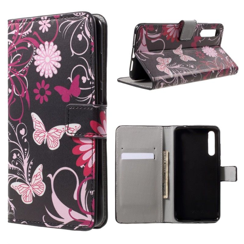 Fodral för Huawei P20 Pro Svart Fjärilar Och Blommor