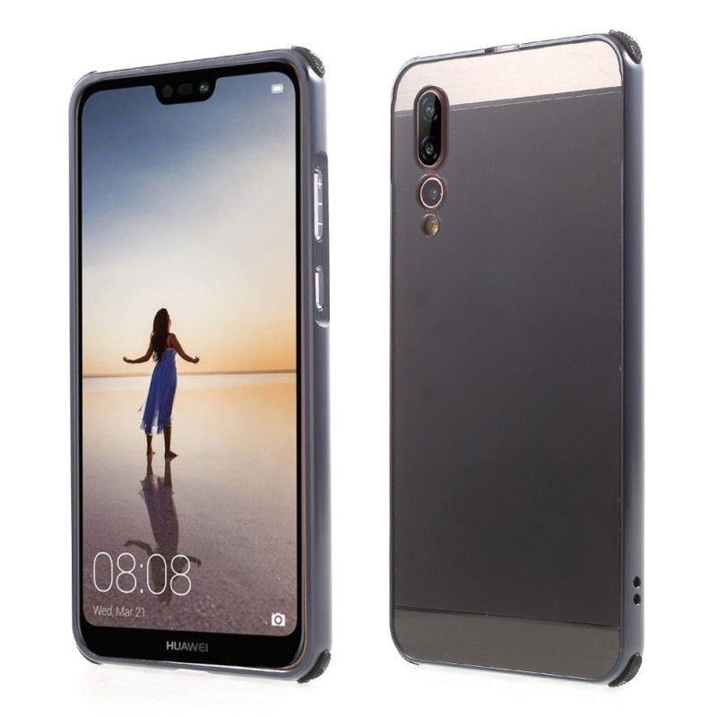 Skal för Huawei P20 Pro Silver Avtagbar Aluminiumstötfångare Och Borstad Rygg