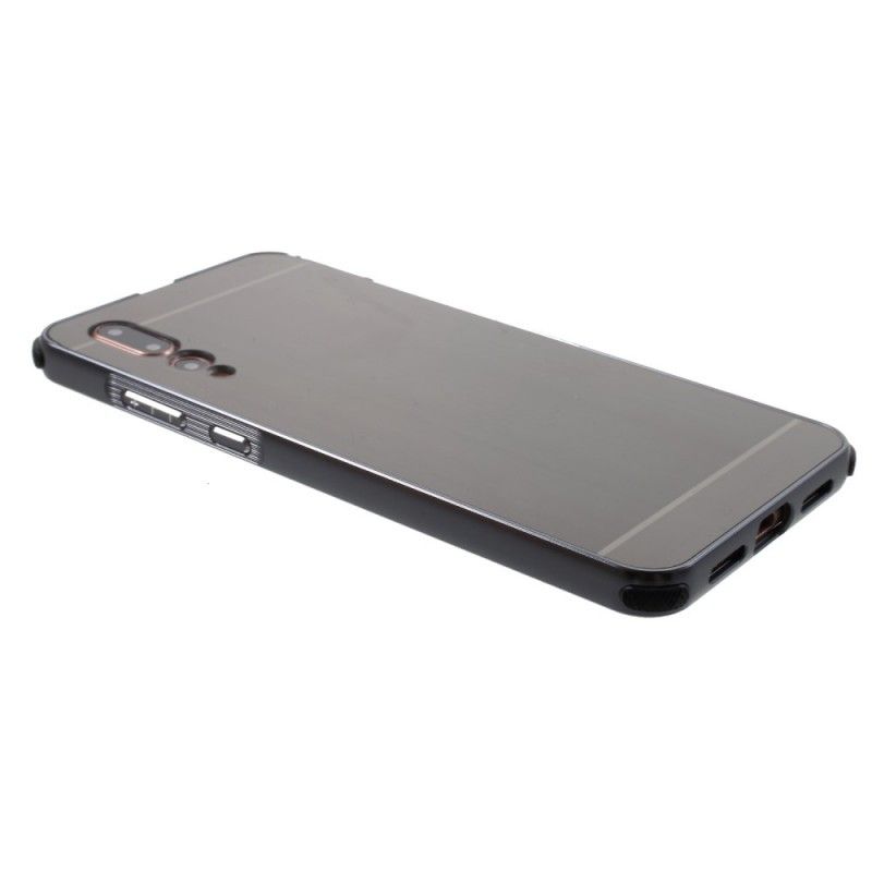 Skal för Huawei P20 Pro Silver Avtagbar Aluminiumstötfångare Och Borstad Rygg