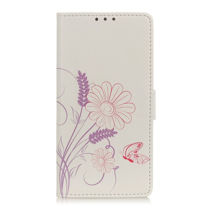 Fodral för Alcatel 1S (2020) / 3L (2020) Rita Fjärilar Och Blommor