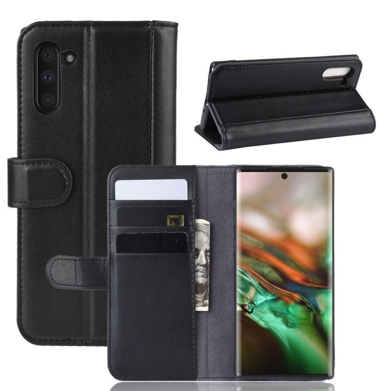 Fodral för Samsung Galaxy Note 10 Svart Delat Läder