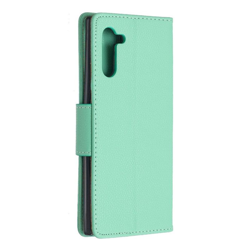 Läderfodral Samsung Galaxy Note 10 Svart Mobilskal Litchi Sned Flik
