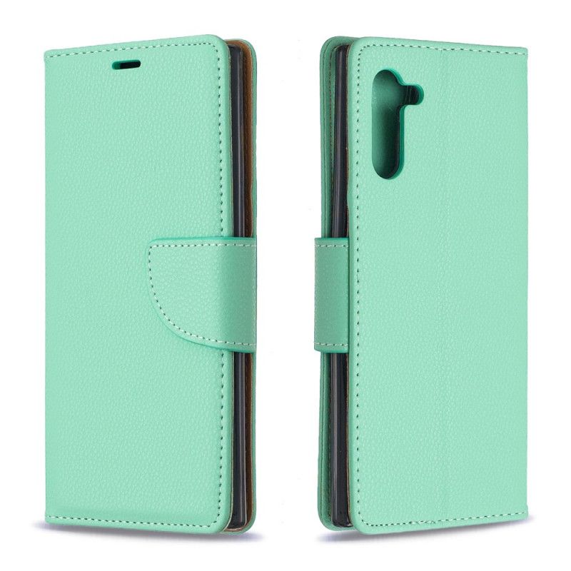 Läderfodral Samsung Galaxy Note 10 Svart Mobilskal Litchi Sned Flik