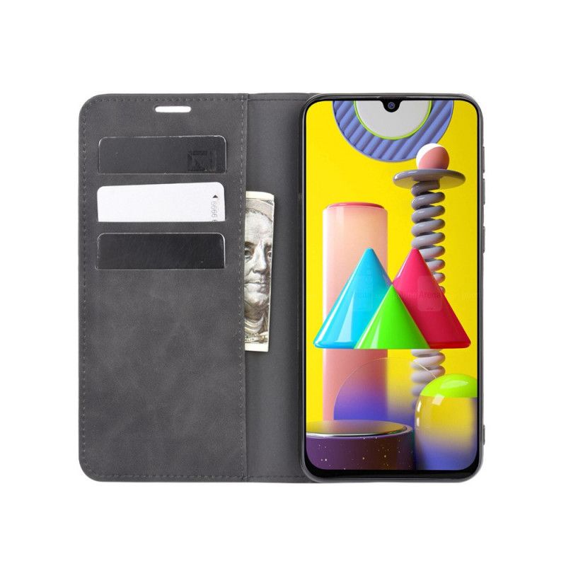 Folio-fodral för Samsung Galaxy M31 Svart Mjukt Lädereffekt