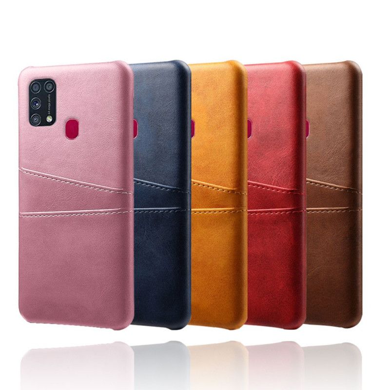 Skal för Samsung Galaxy M31 Magenta Korthållare