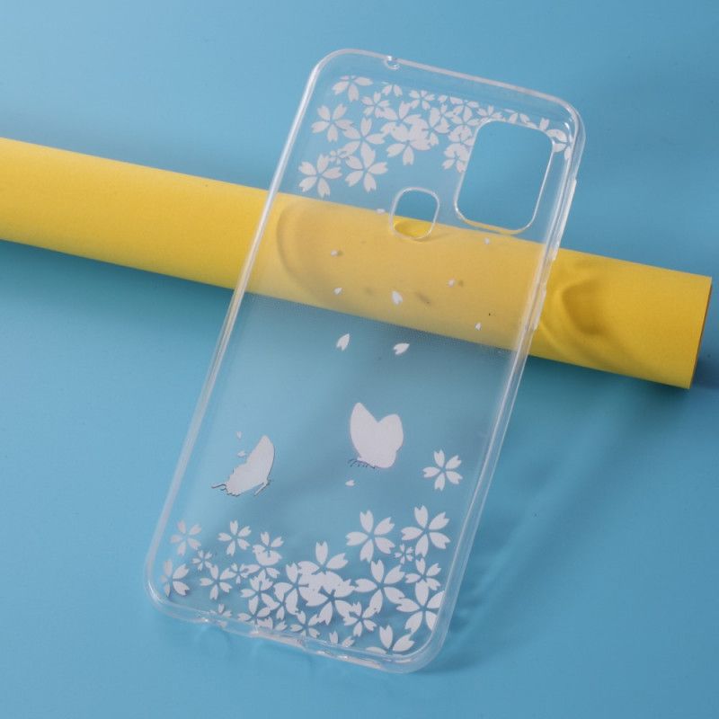 Skal Samsung Galaxy M31 Genomskinliga Fjärilar Och Blommor