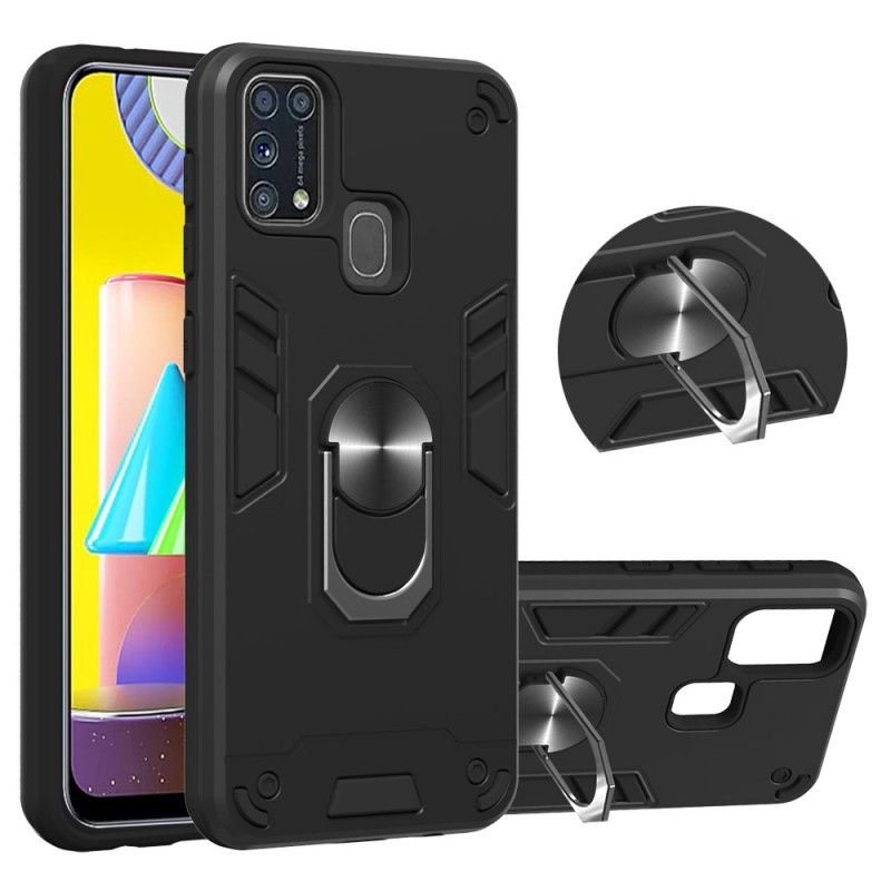 Skal Samsung Galaxy M31 Svart Avtagbar Ringhållare
