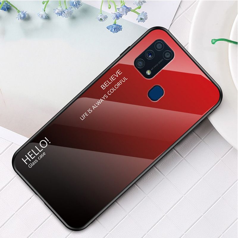 Skal Samsung Galaxy M31 Svart Mobilskal Hej Härdat Glas