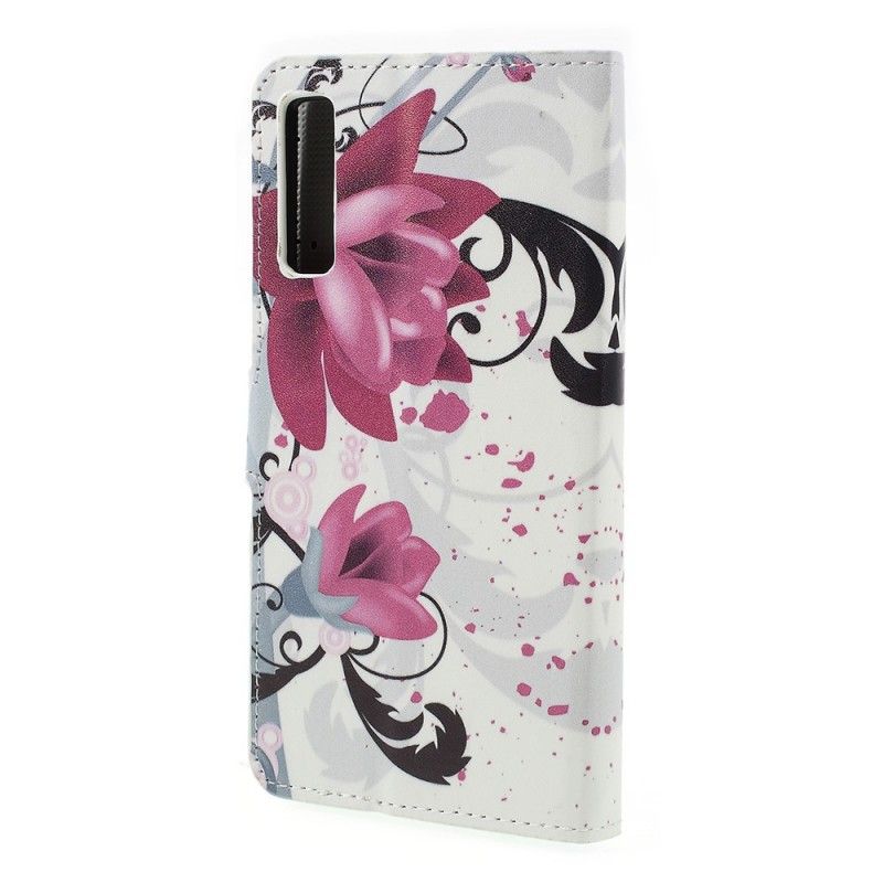 Fodral Samsung Galaxy A7 Magenta Tropiska Blommor